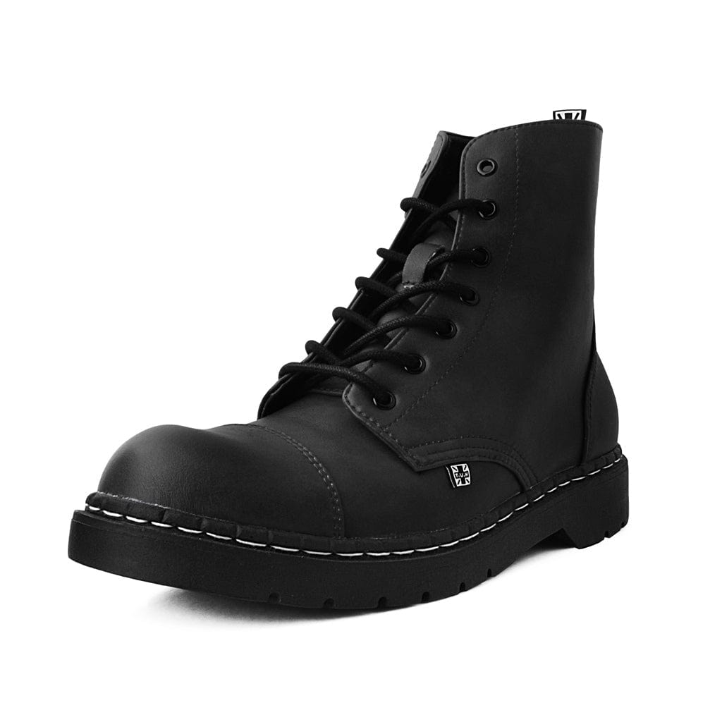 TUK Shoes 1991 Original 7 Eye Combat Boot Vegan Matt Black Vegan Leather