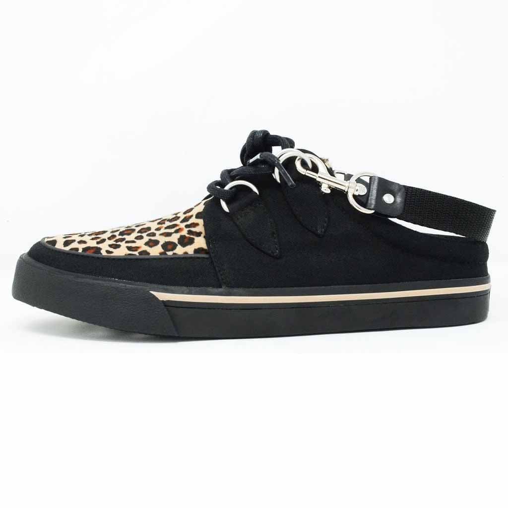 TUK Shoes Creeper Sneaker Mule Black & Leopard Canvas