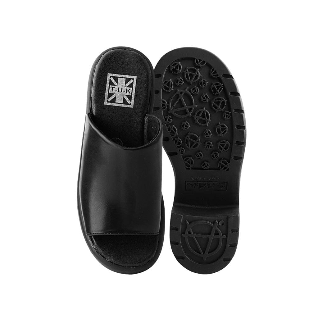 TUK Shoes Bubble Heel Mule Platform Sandal Black Vegan Leather