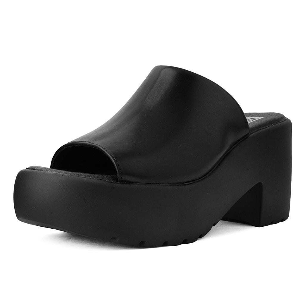 TUK Shoes Bubble Heel Mule Platform Sandal Black Vegan Leather