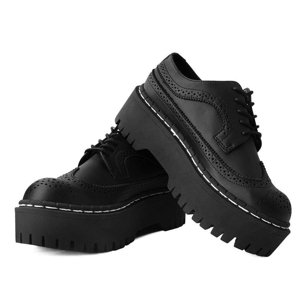 TUK Shoes Double Decker Brogue Lace Up Black TUKskin™