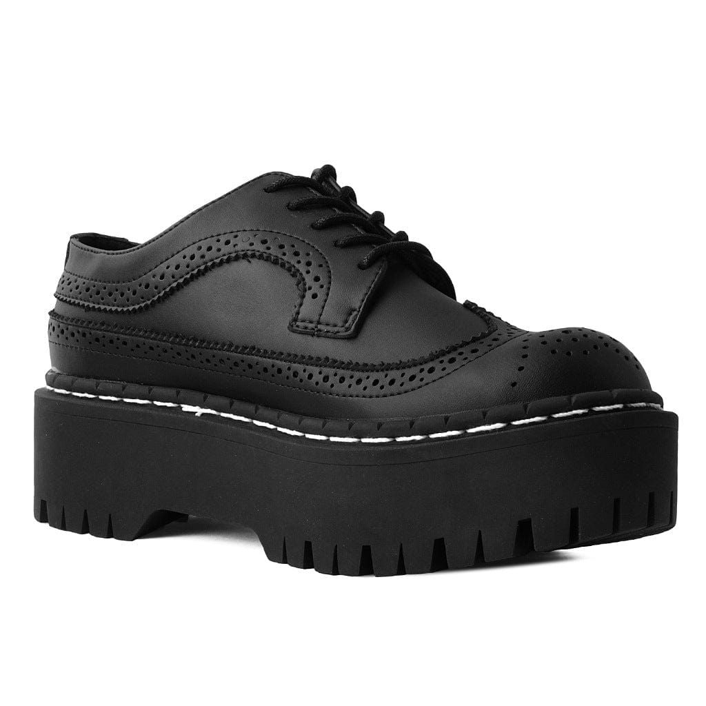 TUK Shoes Double Decker Brogue Lace Up Black TUKskin™