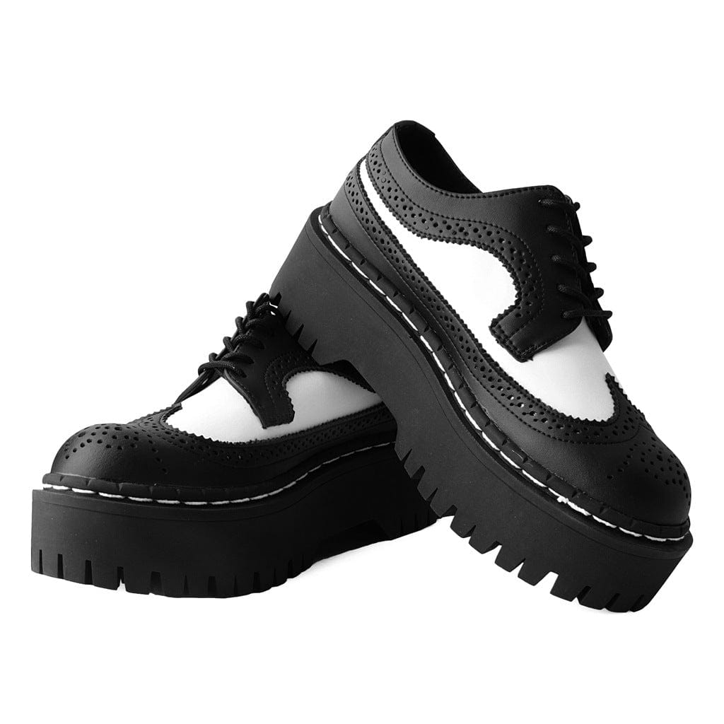 TUK Shoes Double Decker Brogue Lace Up Black & White TUKskin™