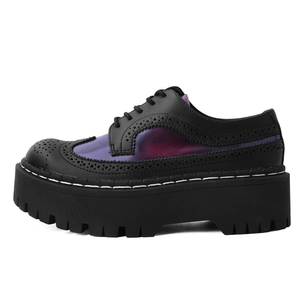 TUK Shoes Double Decker Brogue Lace Up Black & Burgundy TUKskin™