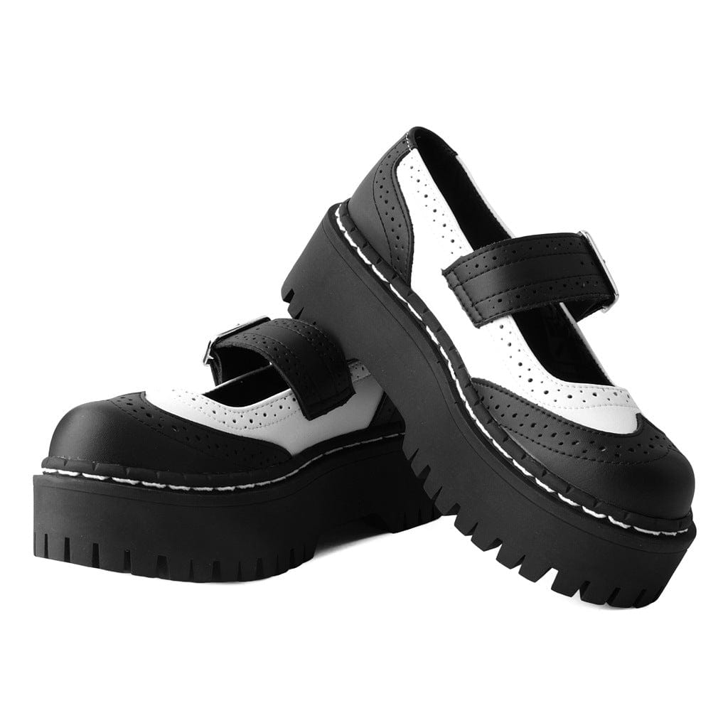 TUK Shoes Double Decker Mary Jane Black & White Vegan TUKskin™