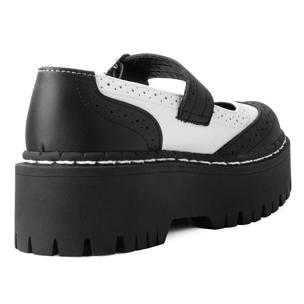 TUK Shoes Double Decker Mary Jane Black & White Vegan TUKskin™