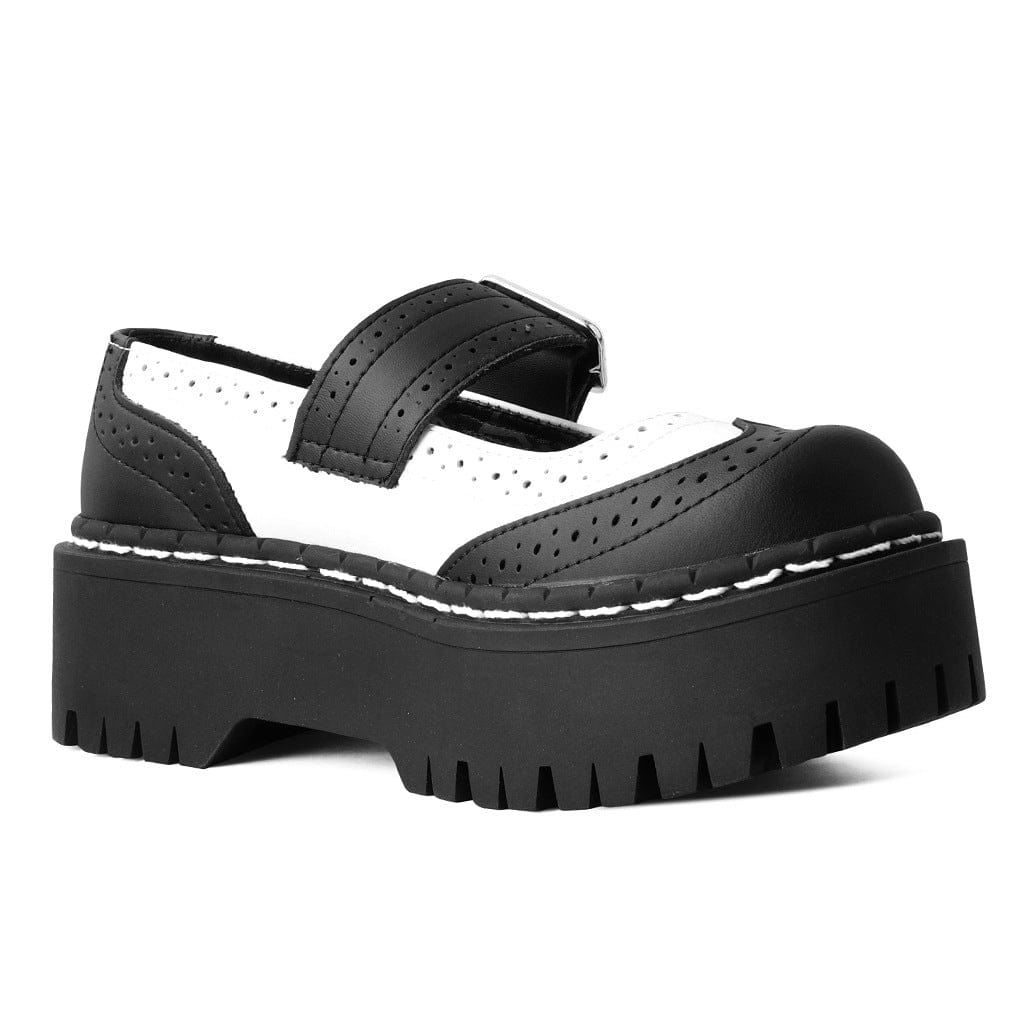 TUK Shoes Double Decker Mary Jane Black & White Vegan TUKskin™