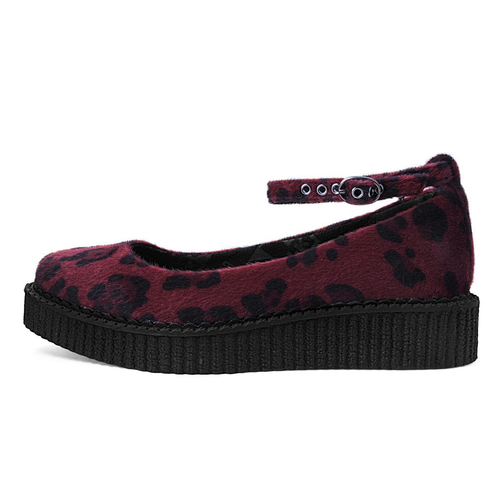 TUK Shoes Ballet Creeper Ankle Strap Burgundy Leopard