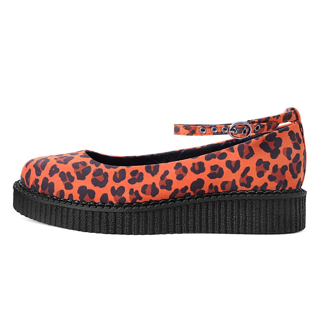TUK Shoes Ballet Creeper Ankle Strap Orange Leopard Print