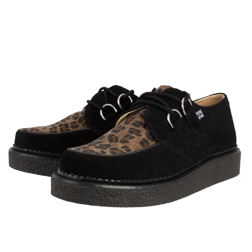 TUK Shoes 1970 Original Creeper Black Suede & Leopard Print