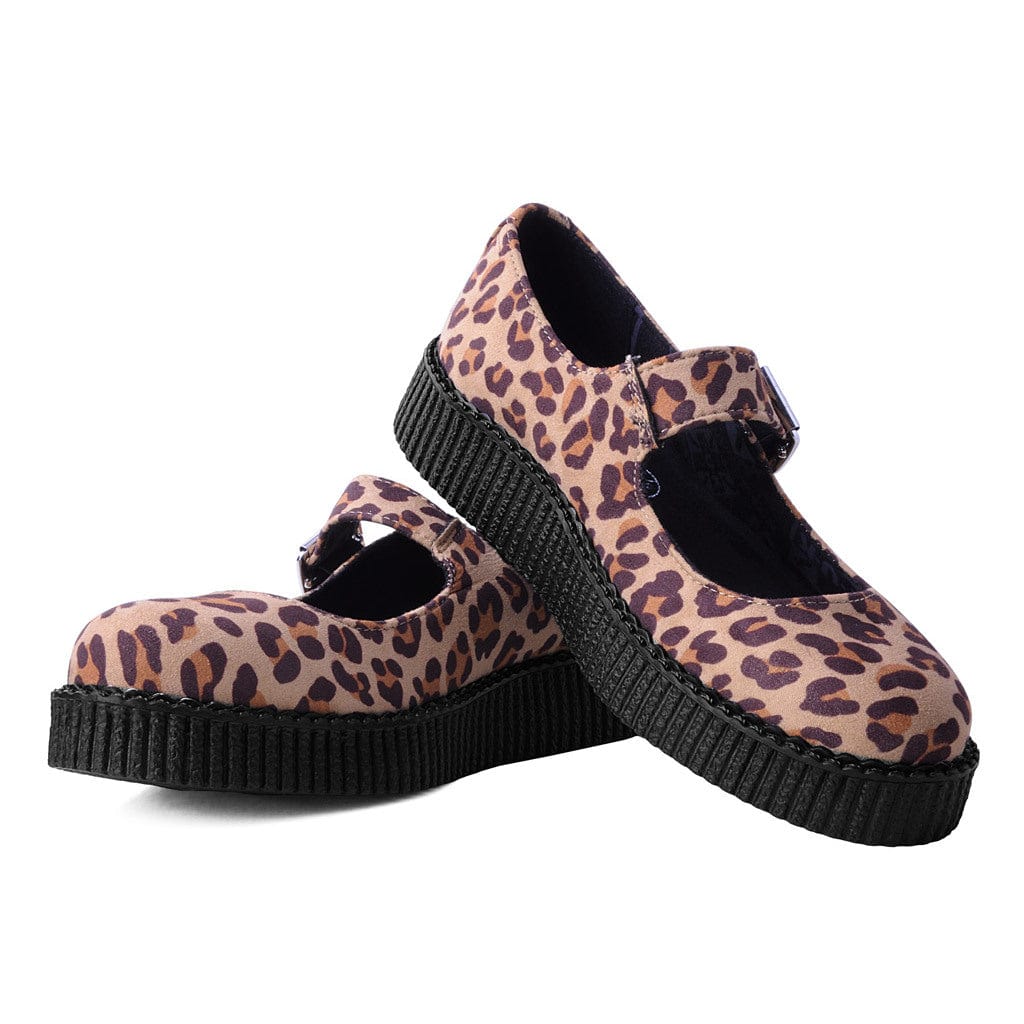 TUK Shoes Viva Flex Mary Jane Natural Leopard Faux Suede