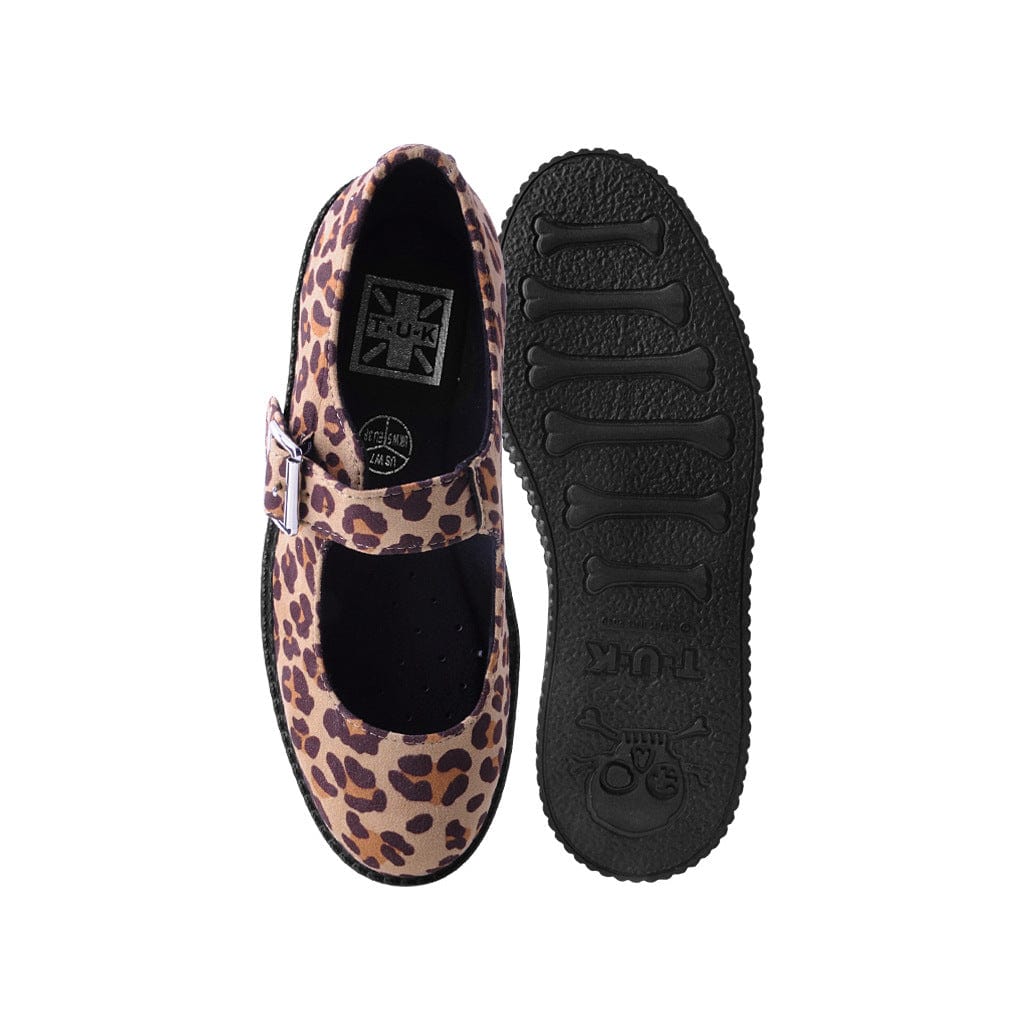 TUK Shoes Viva Flex Mary Jane Natural Leopard Faux Suede