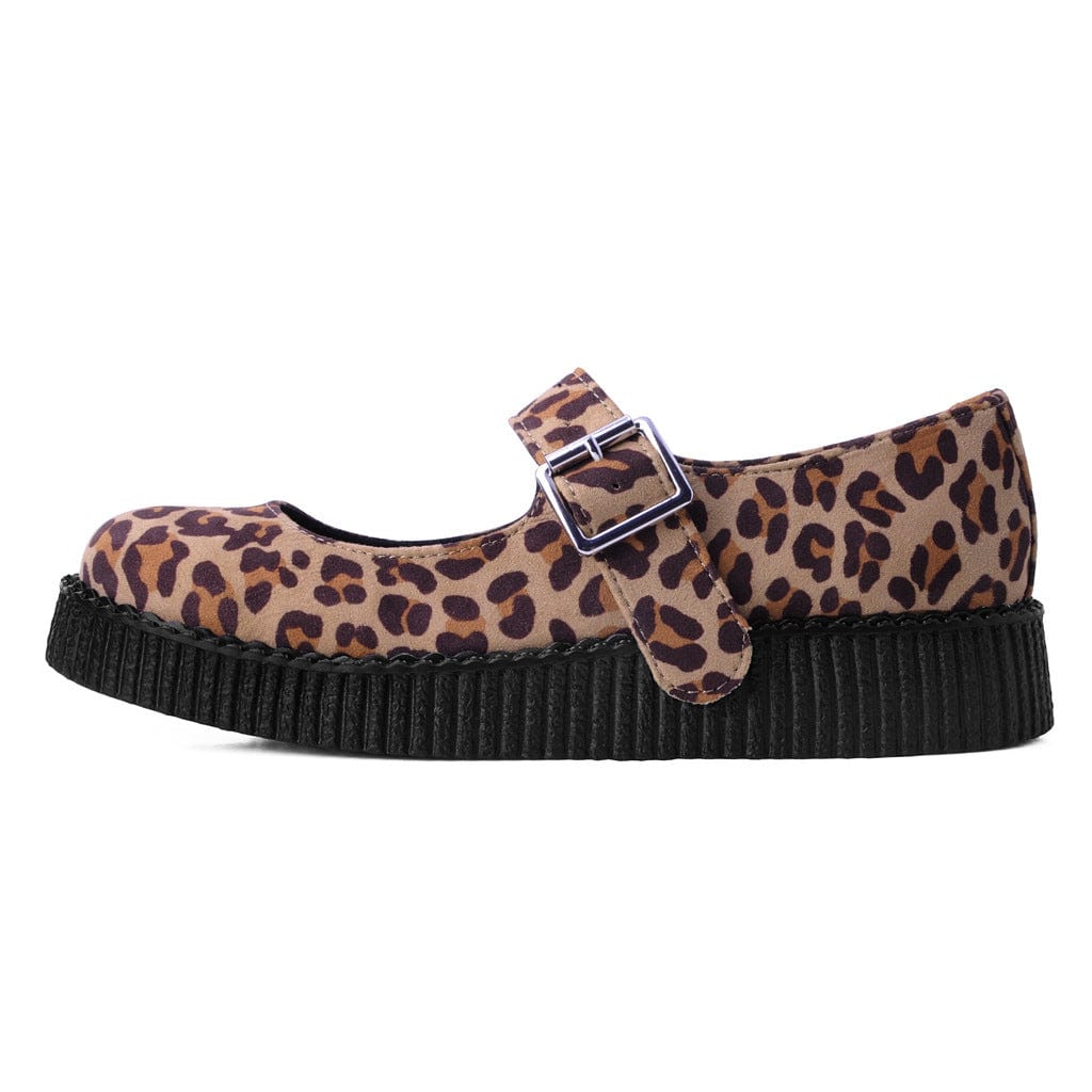 TUK Shoes Viva Flex Mary Jane Natural Leopard Faux Suede