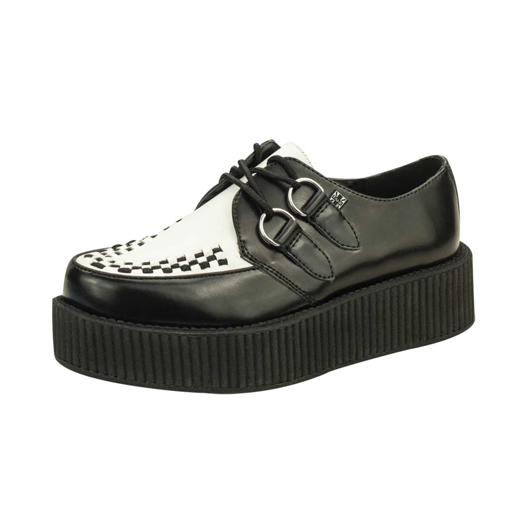 TUK Shoes Viva High Creeper Black & White Leather