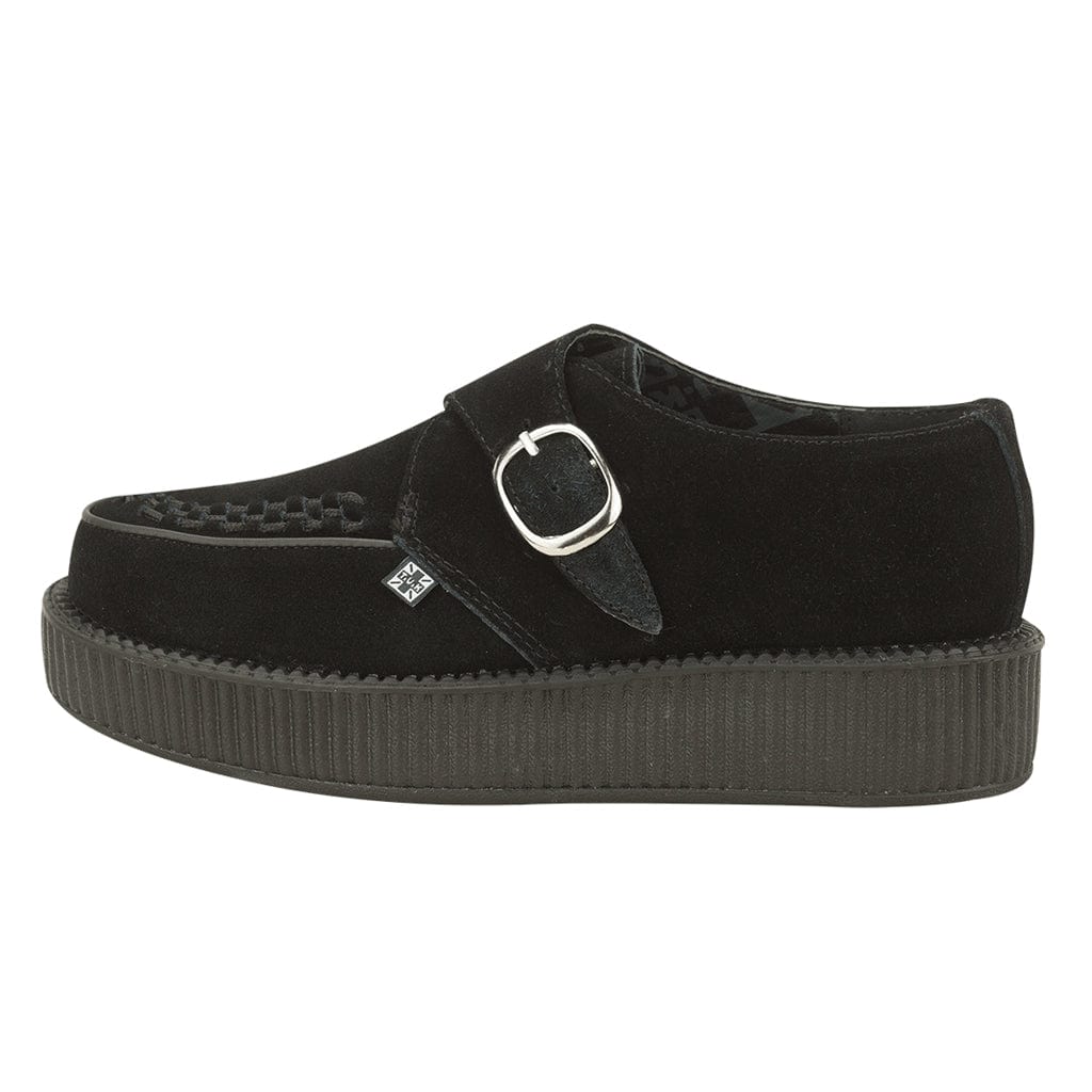 TUK Shoes Viva Lo Sole Creeper Black Suede Monk Buckle