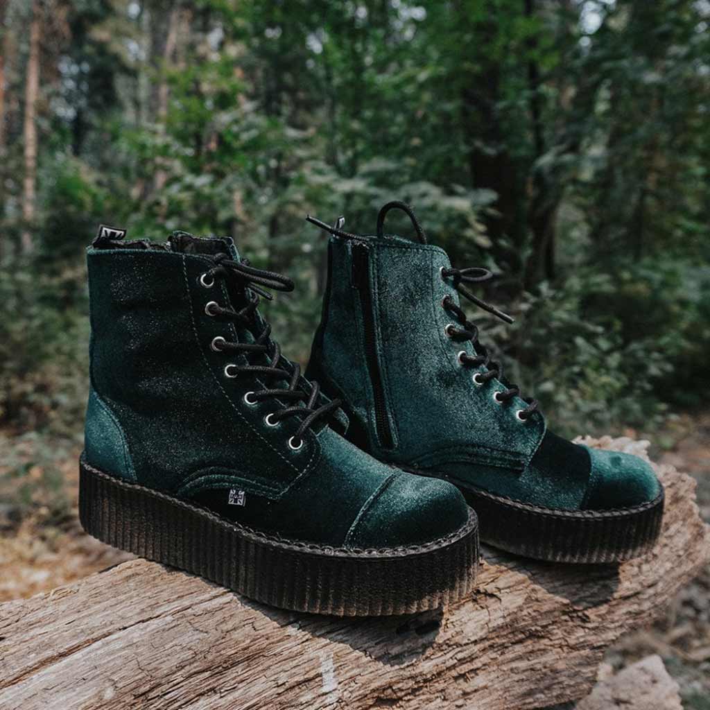 TUK Shoes Viva High Mondo Boot Green Velvet