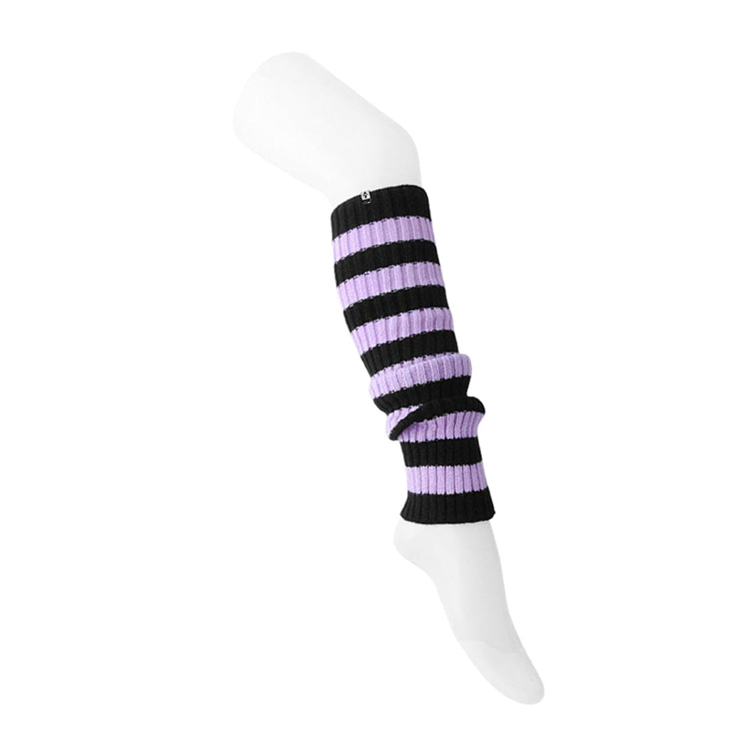 TUK Shoes Leg Warmers Lilac & Black Stripe