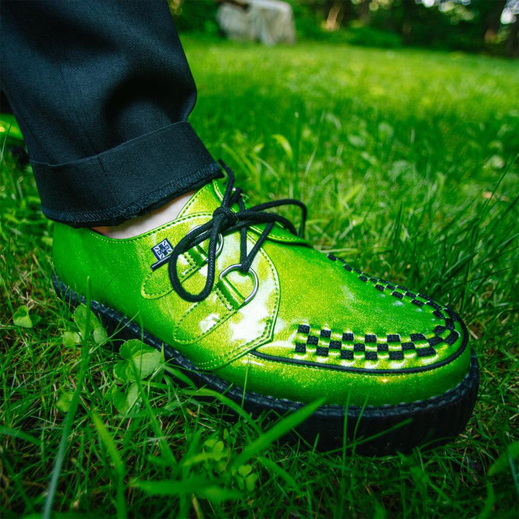 TUK Shoes Viva High Creeper Lime Metallic Sparkle PU