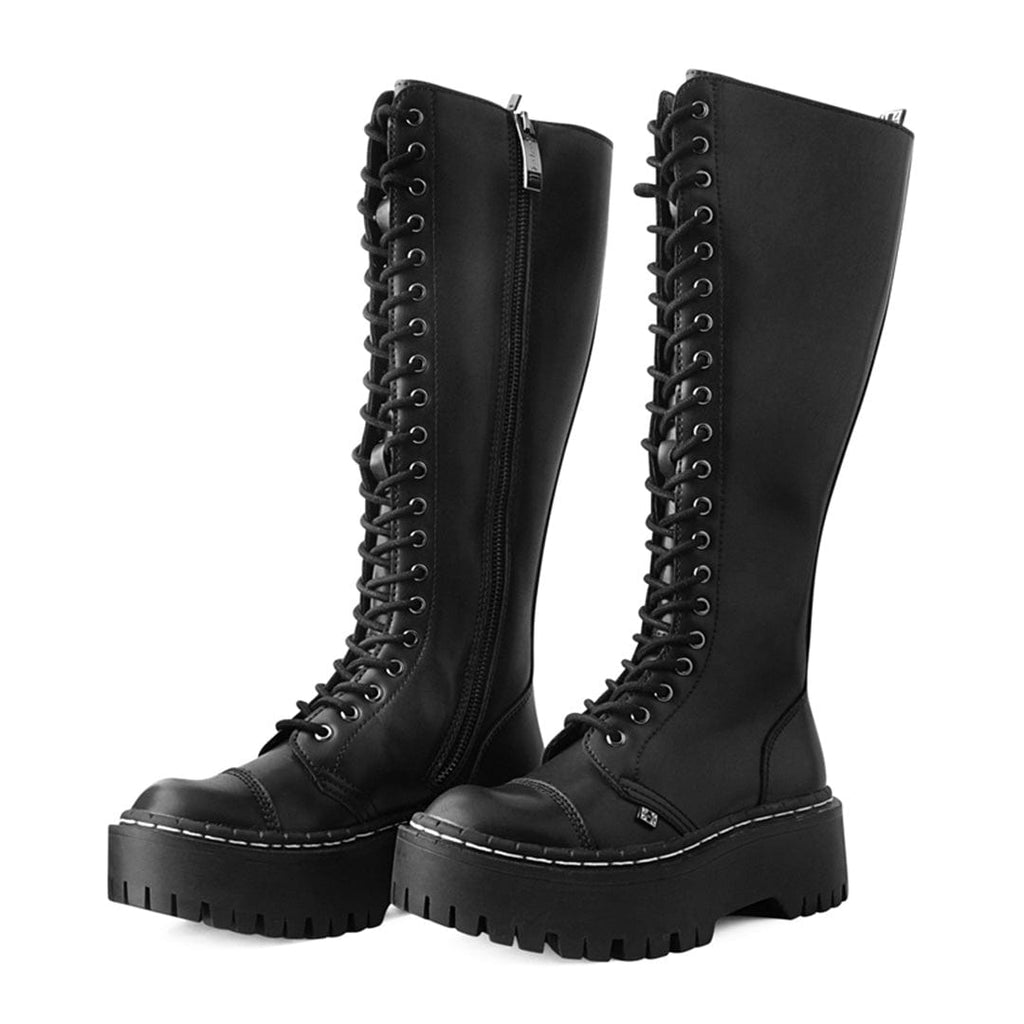 TUK Shoes Double Decker 20-Eye Boot Black TUKskin