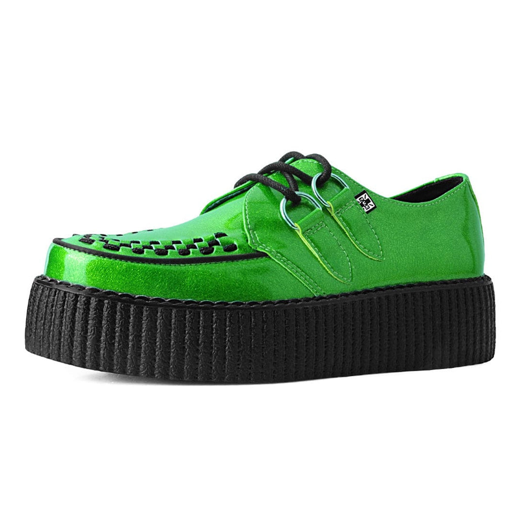 TUK Shoes Viva High Creeper Lime Metallic Sparkle PU