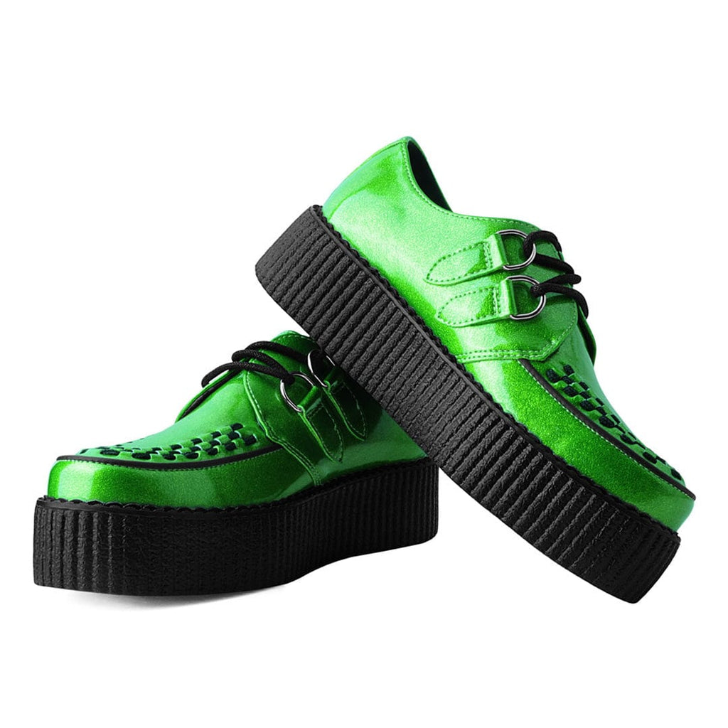 TUK Shoes Viva High Creeper Lime Metallic Sparkle PU