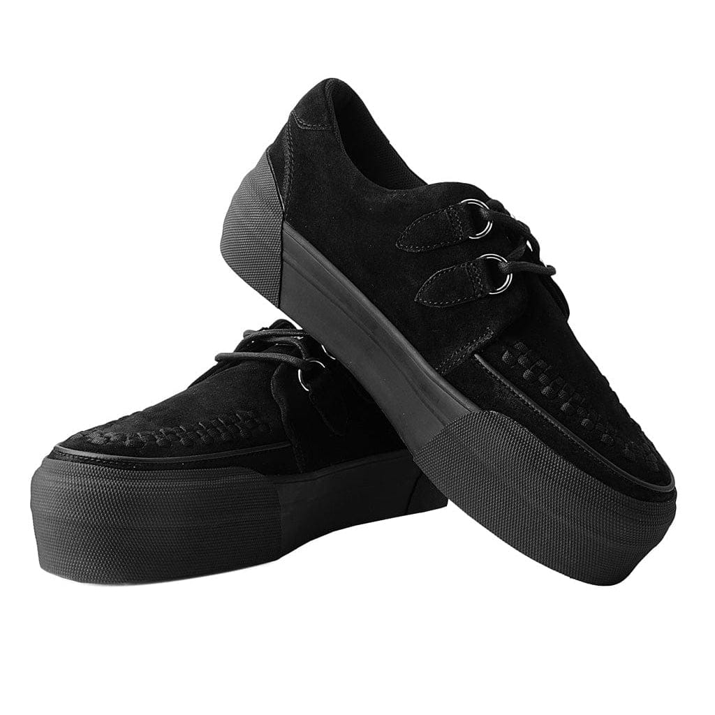 TUK Shoes Creeper Sneaker Stacked Black Suede