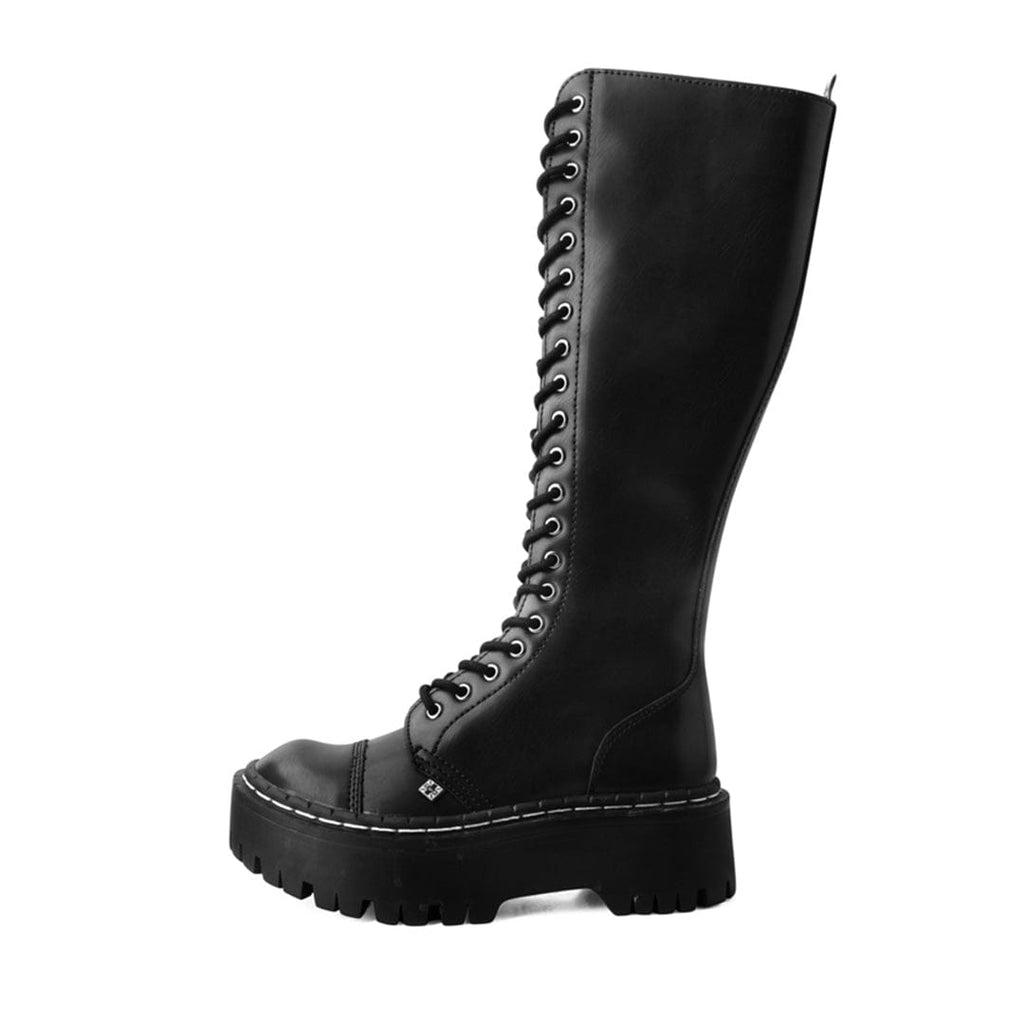 TUK Shoes Double Decker 20-Eye Boot Black TUKskin