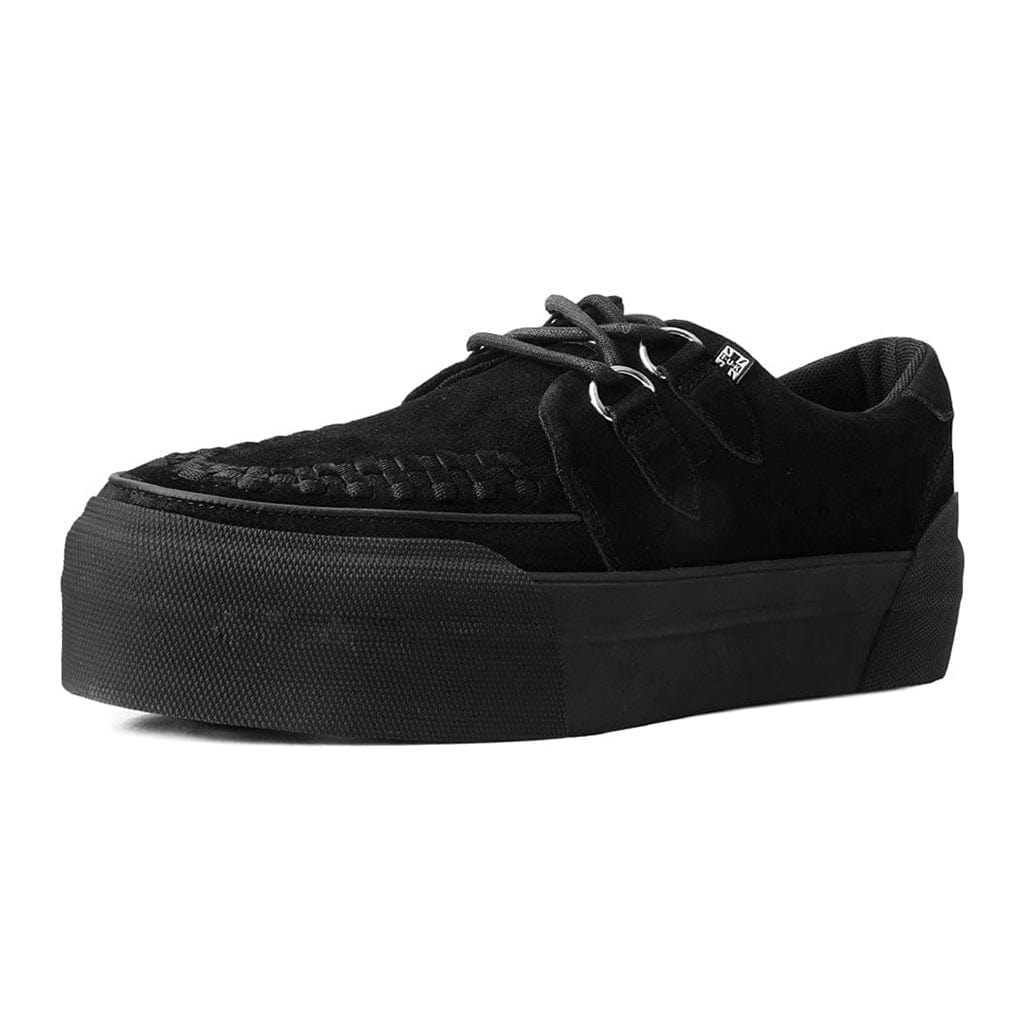 TUK Shoes Creeper Sneaker Stacked Black Suede
