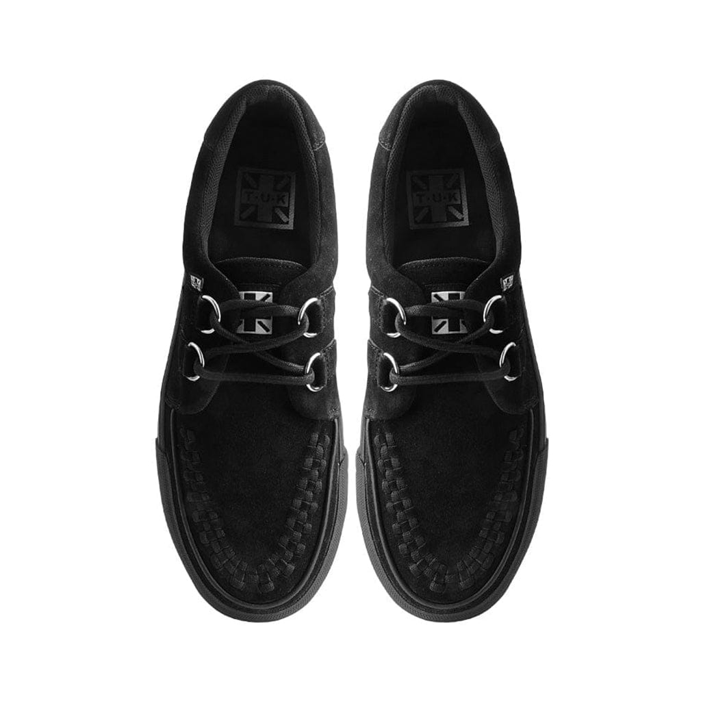 TUK Shoes Creeper Sneaker Stacked Black Suede