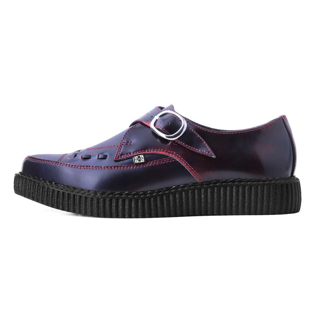 TUK Shoes Pointed Creeper Burgundy Rub Off Leather