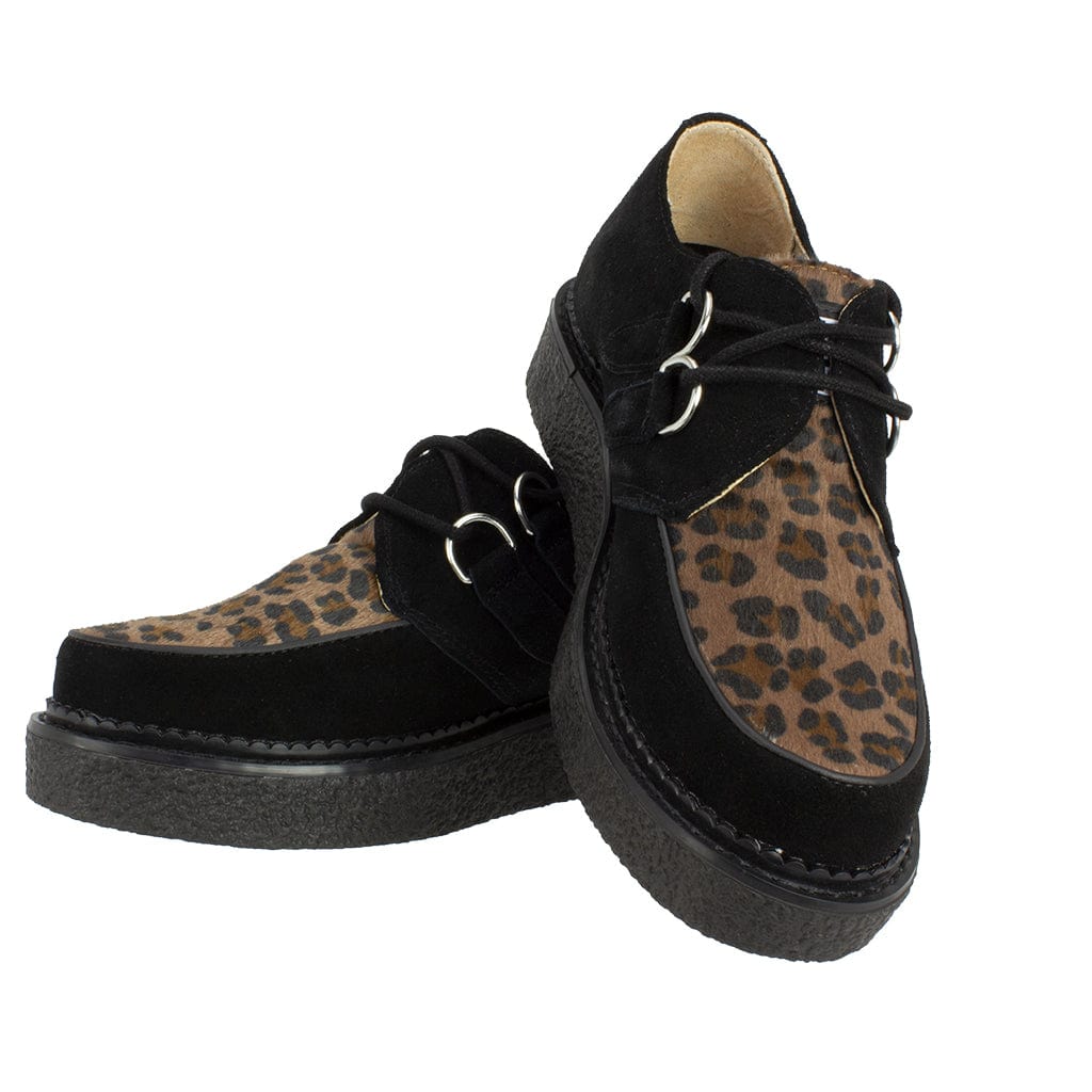 TUK Shoes 1970 Original Creeper Black Suede & Leopard Print