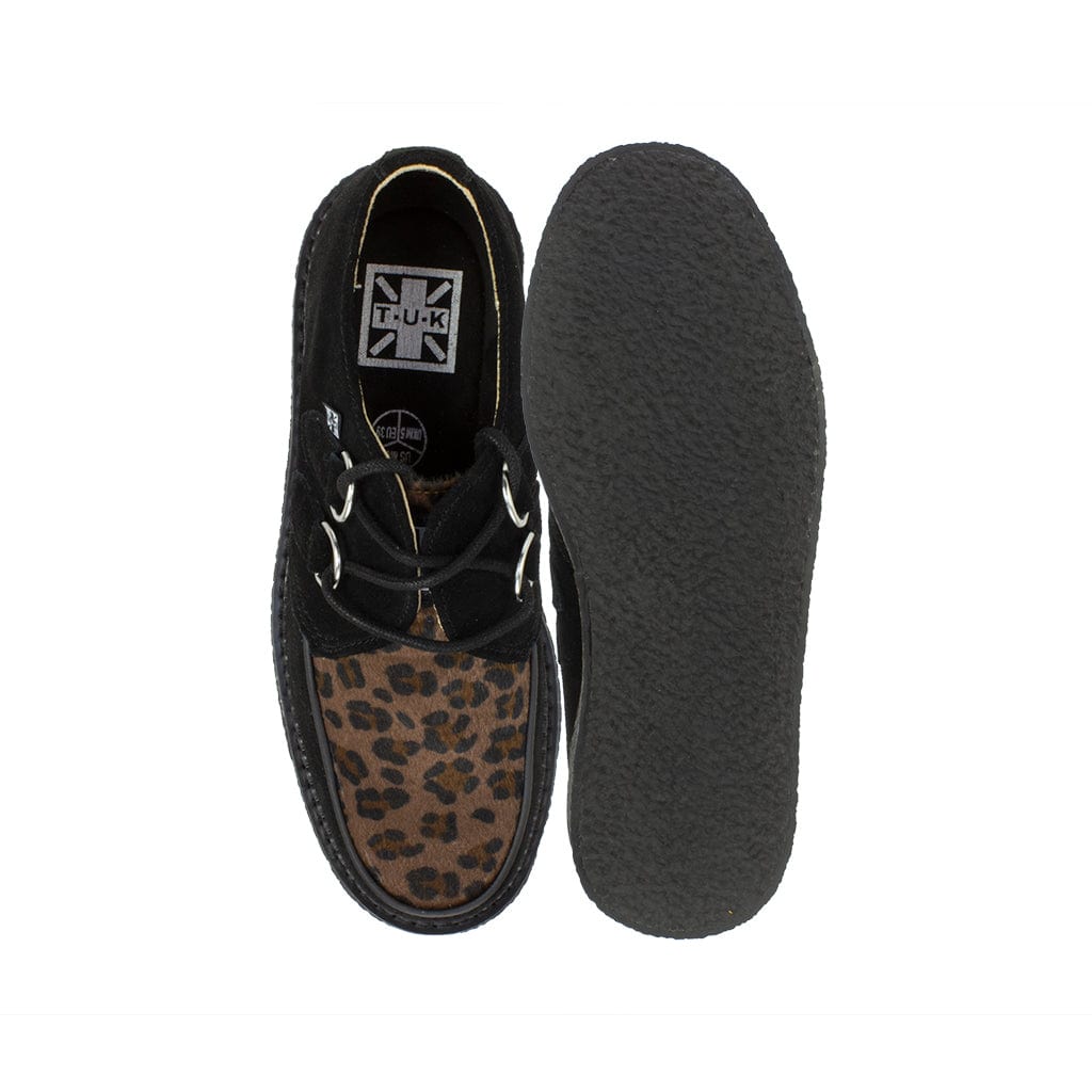 TUK Shoes 1970 Original Creeper Black Suede & Leopard Print