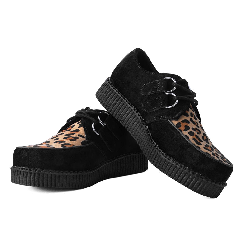 TUK Shoes Viva Ultra Low Toe Creeper Black / Leopard Suede