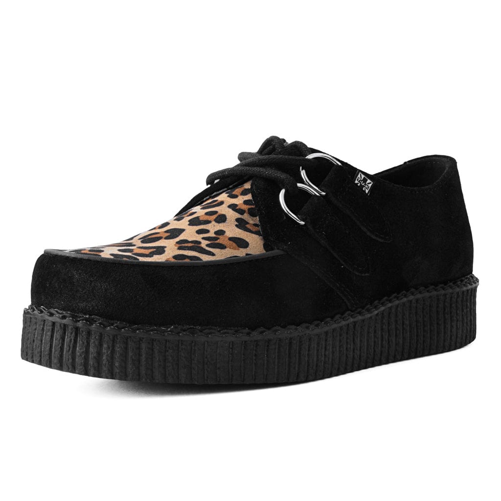 TUK Shoes Viva Ultra Low Toe Creeper Black / Leopard Suede