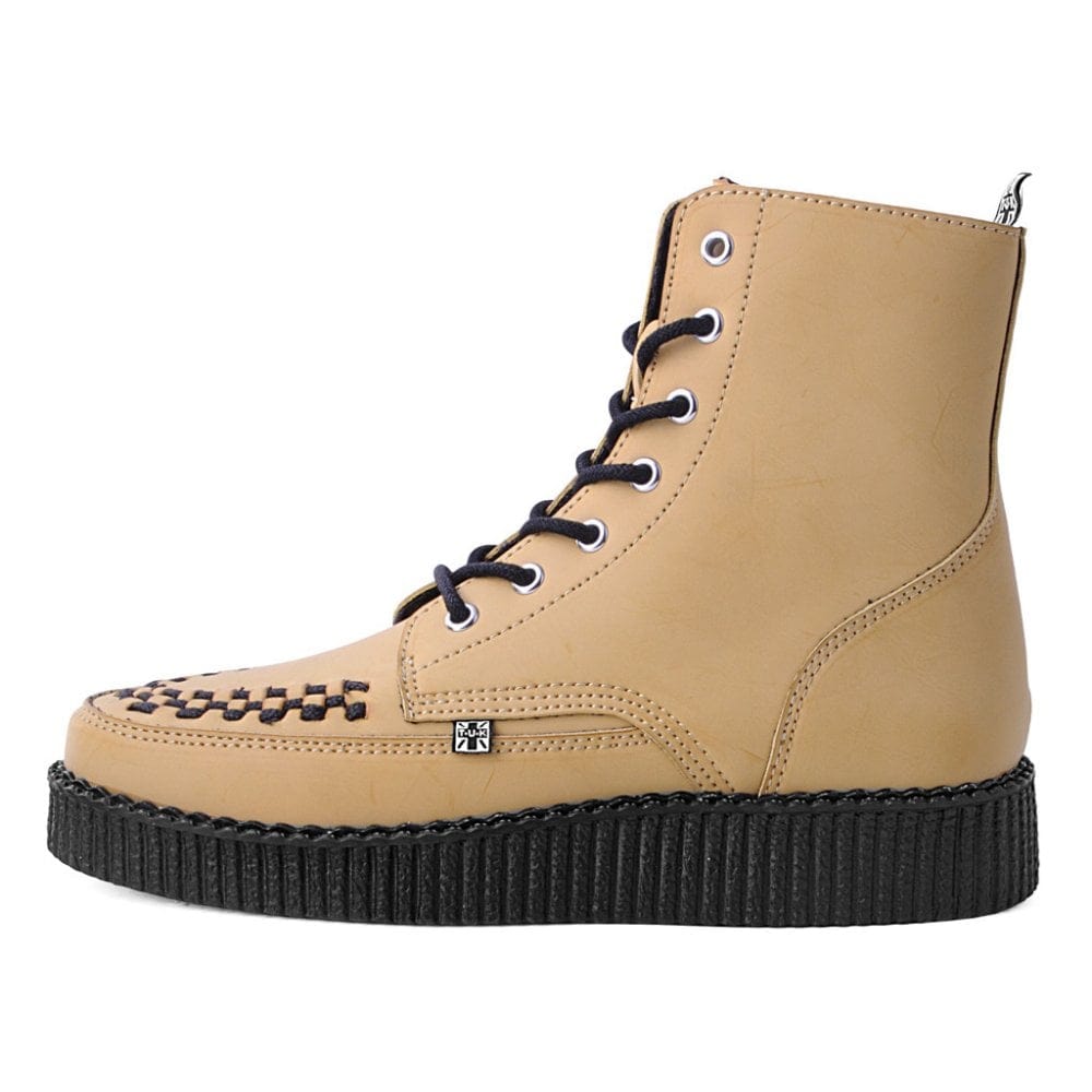 TUK Shoes Viva Flex Creeper Boot 7 Eye Tan Brush Off Tan Vegan Leather