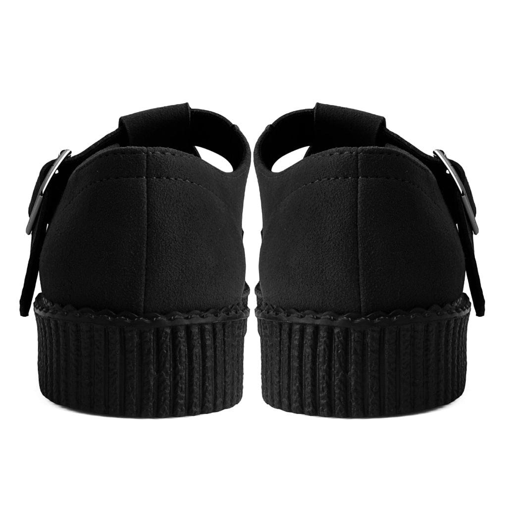 TUK Shoes Viva Flex T-Bar Sandal Black Vegan Suede