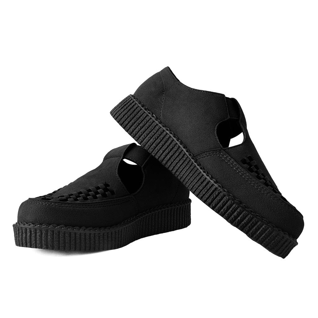 TUK Shoes Viva Flex T-Bar Sandal Black Vegan Suede