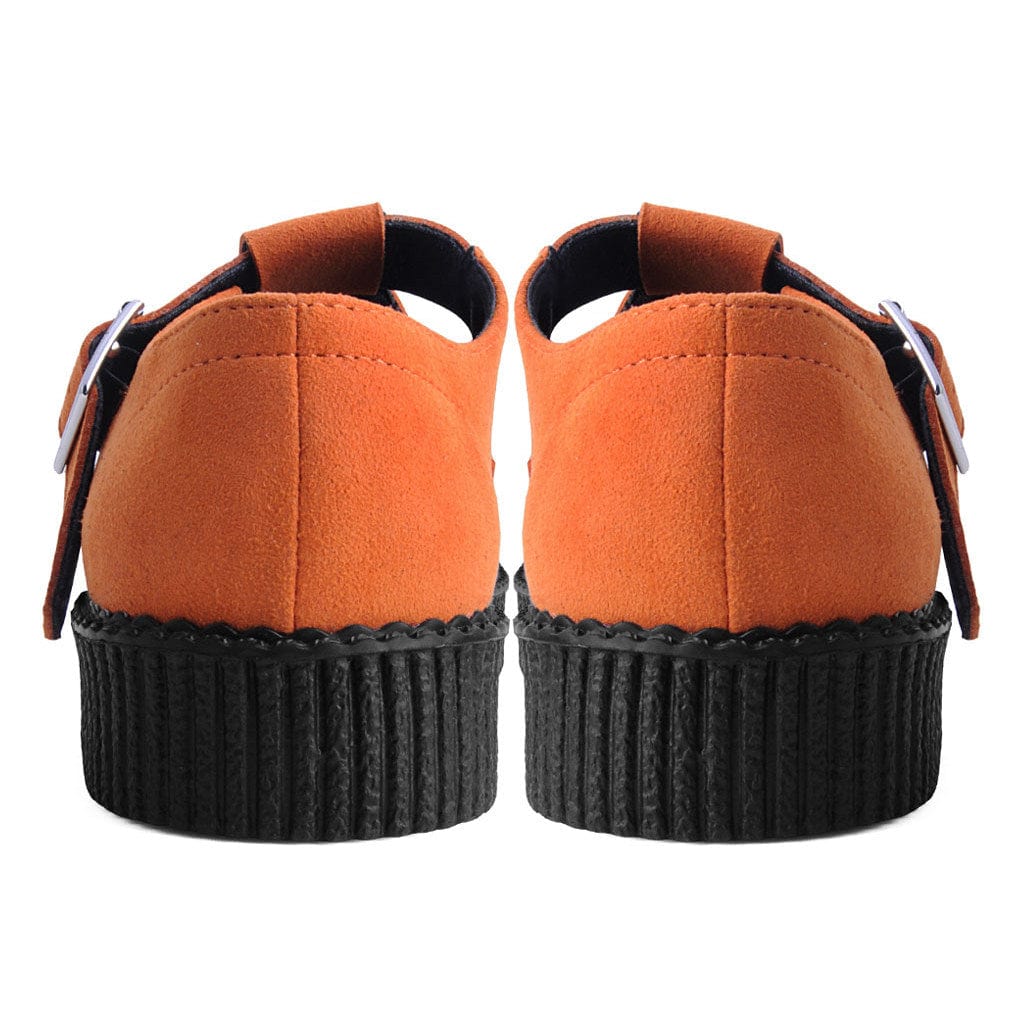 TUK Shoes Viva Flex T-Bar Sandal Bunt Orange Vegan Suede