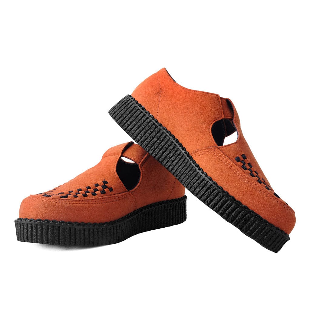 TUK Shoes Viva Flex T-Bar Sandal Bunt Orange Vegan Suede