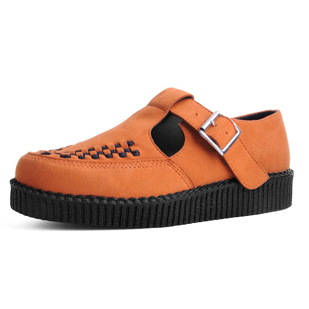 TUK Shoes Viva Flex T-Bar Sandal Bunt Orange Vegan Suede