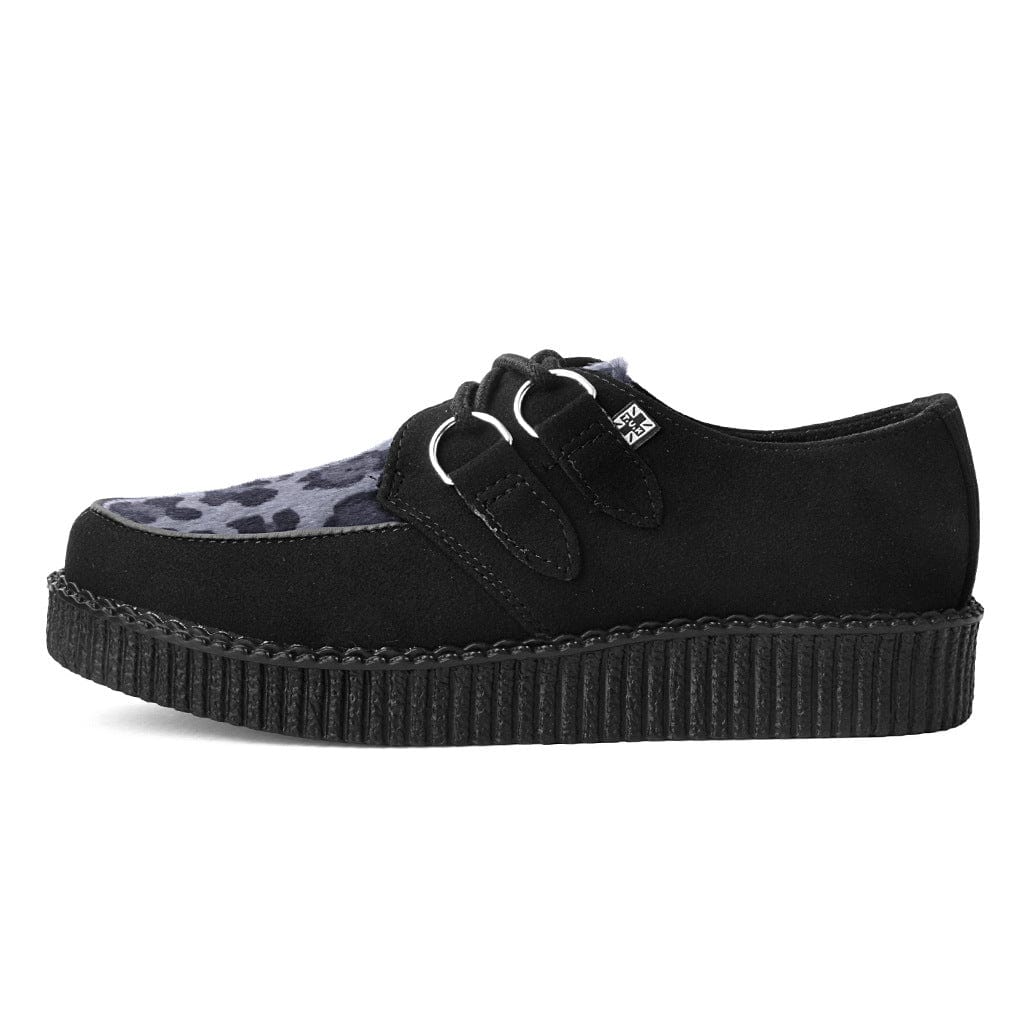 TUK Shoes Viva Flex Round Toe Creeper Black & Grey Leopard Suede