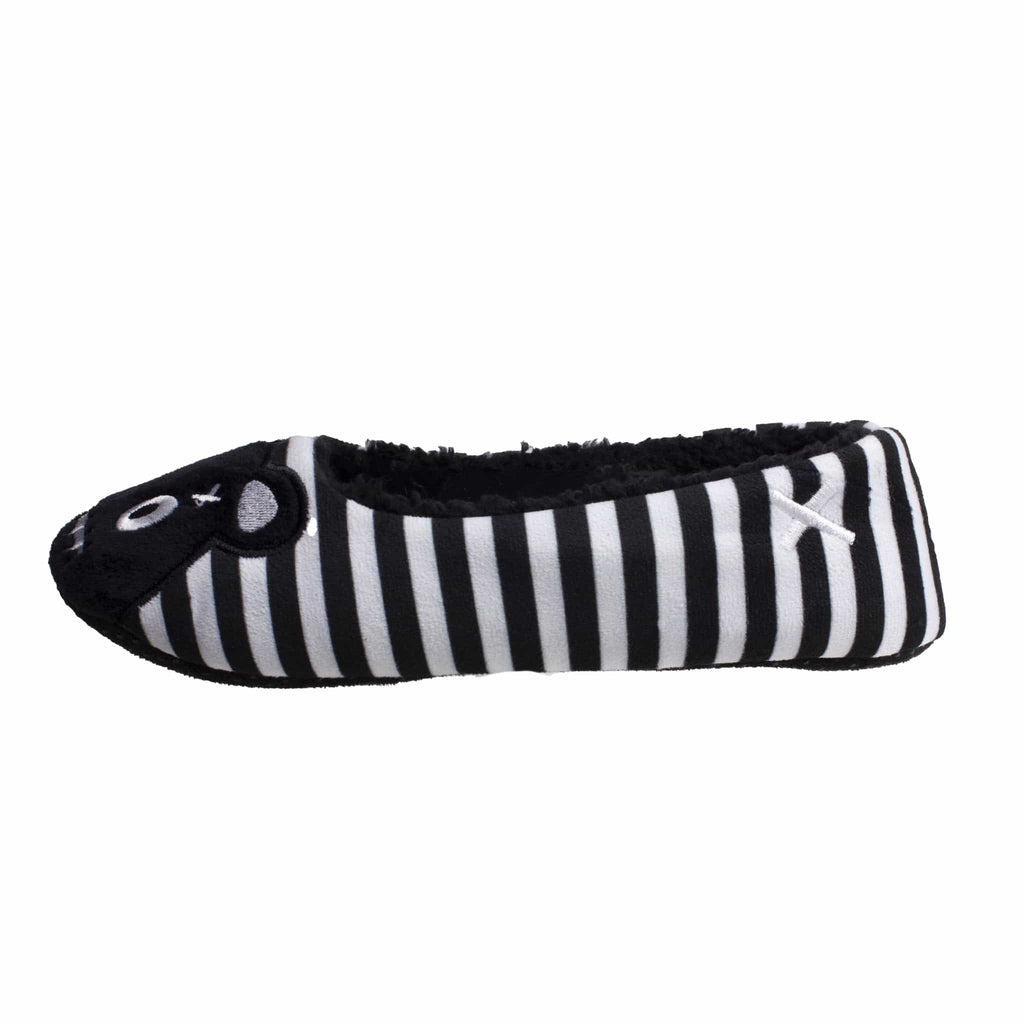 TUK Shoes Slipper Black & White Stripe Punk Teddy