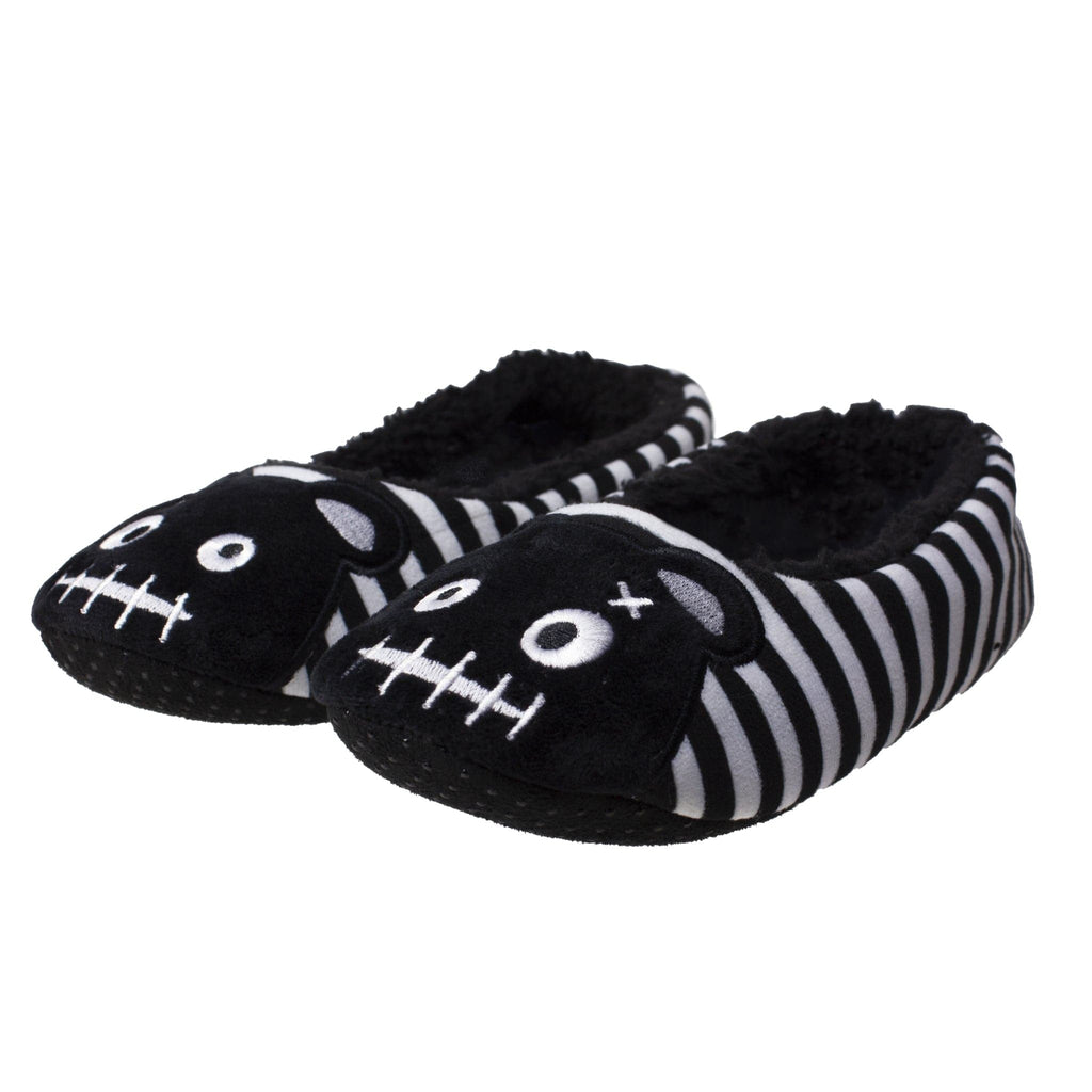 TUK Shoes Slipper Black & White Stripe Punk Teddy