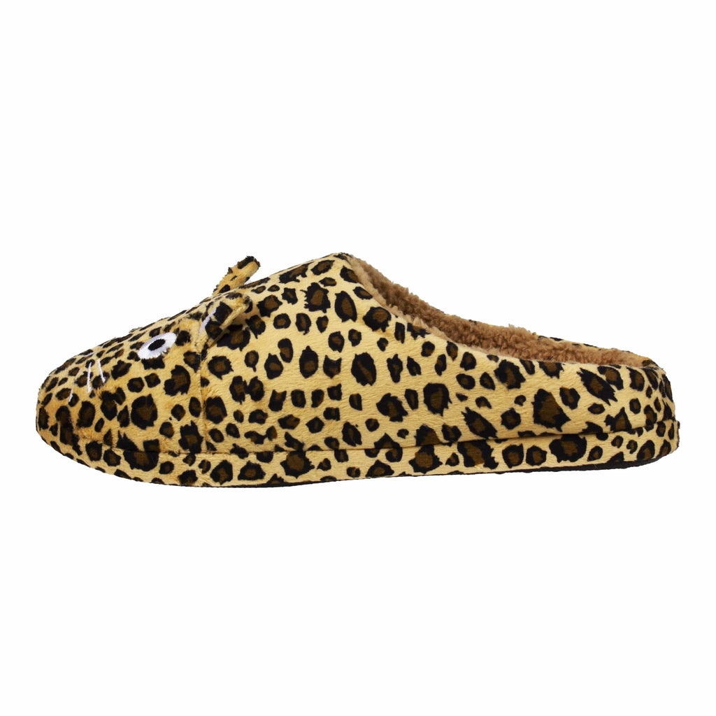 TUK Shoes Slipper Leopard Kitty Faux Fur