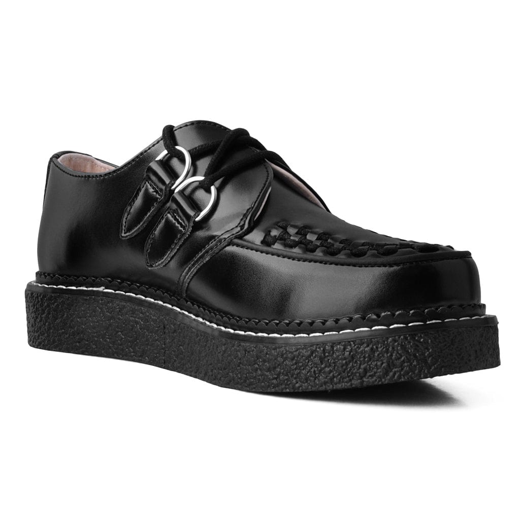 TUK Shoes 1970 Original Creeper Black Leather & White Stitch