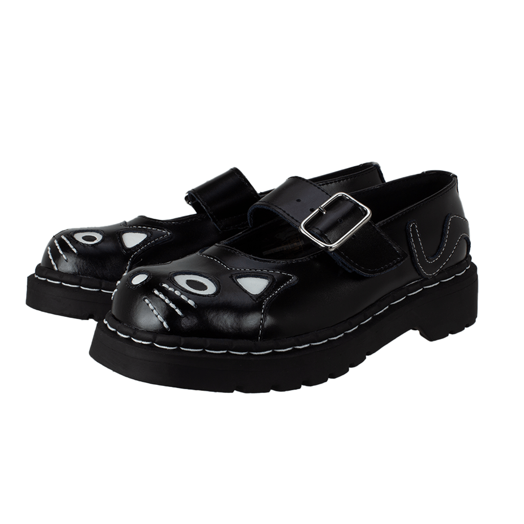 TUK Shoes Anarchic Mary Jane Kitty Black Leather