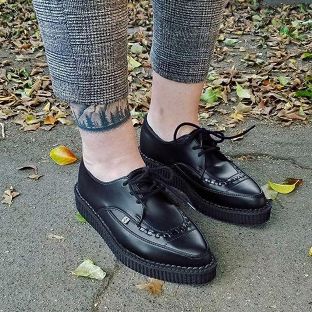 TUK Shoes Pointed Creeper Lace Up Black TUKskin™