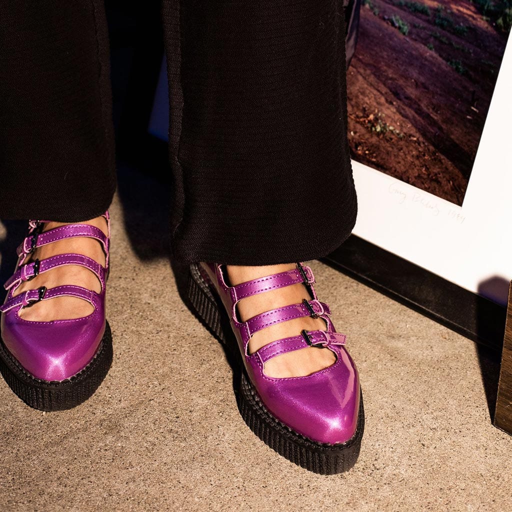 TUK Shoes Ballet Creeper Multi-Strap Purple Metallic