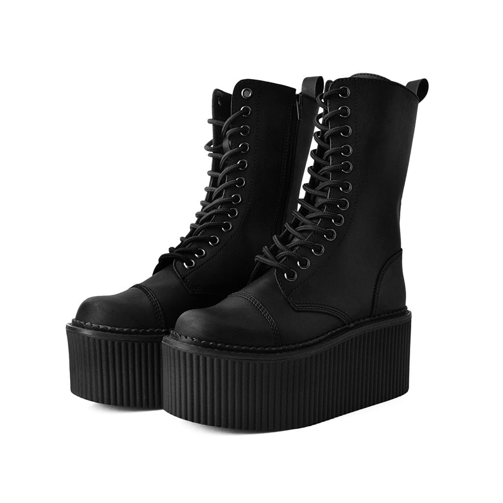 TUK Shoes Stratocreeper Boot 12-Eye Black Faux Leather