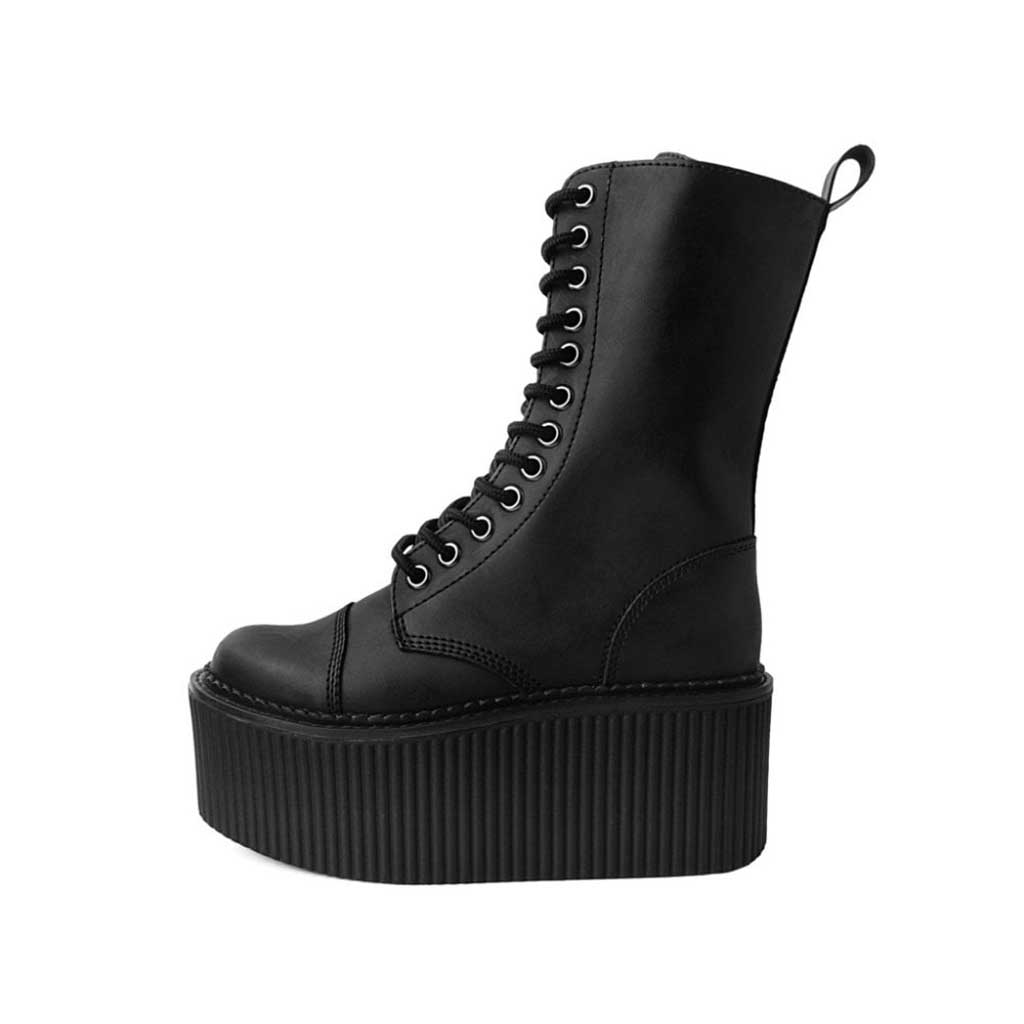 TUK Shoes Stratocreeper Boot 12-Eye Black Faux Leather